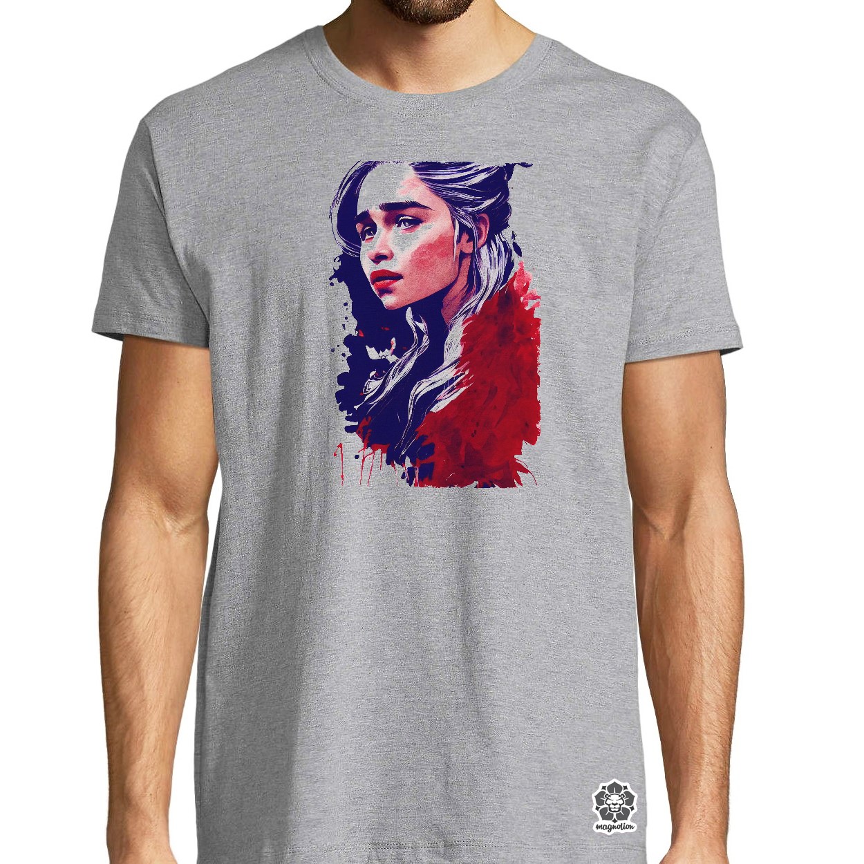 Fekete-piros Daenerys Targaryen rajz v1 egyedi póló 