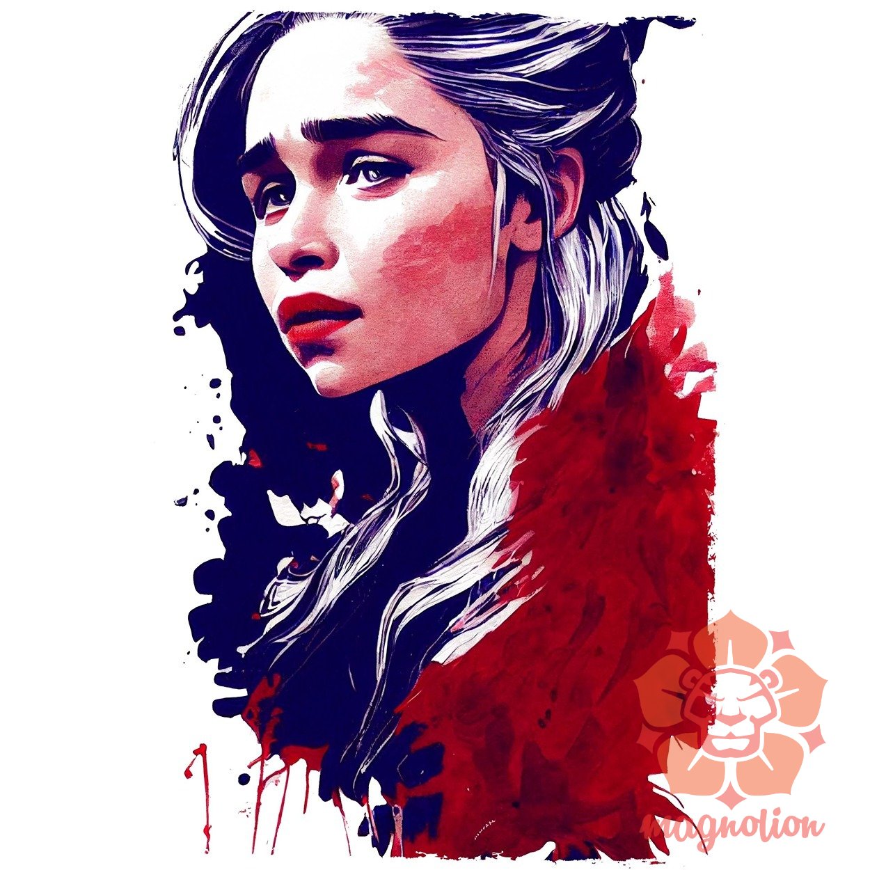 Fekete-piros Daenerys Targaryen rajz v1 egyedi póló 