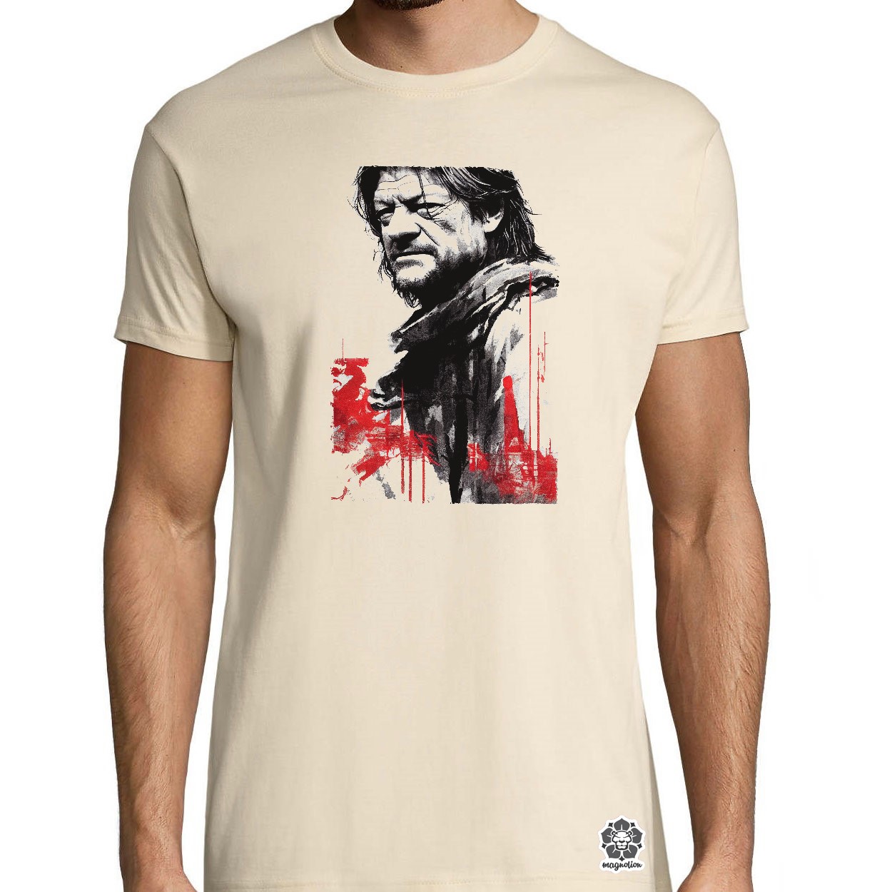 Fekete-piros Eddard Ned Stark rajz v1 egyedi póló 