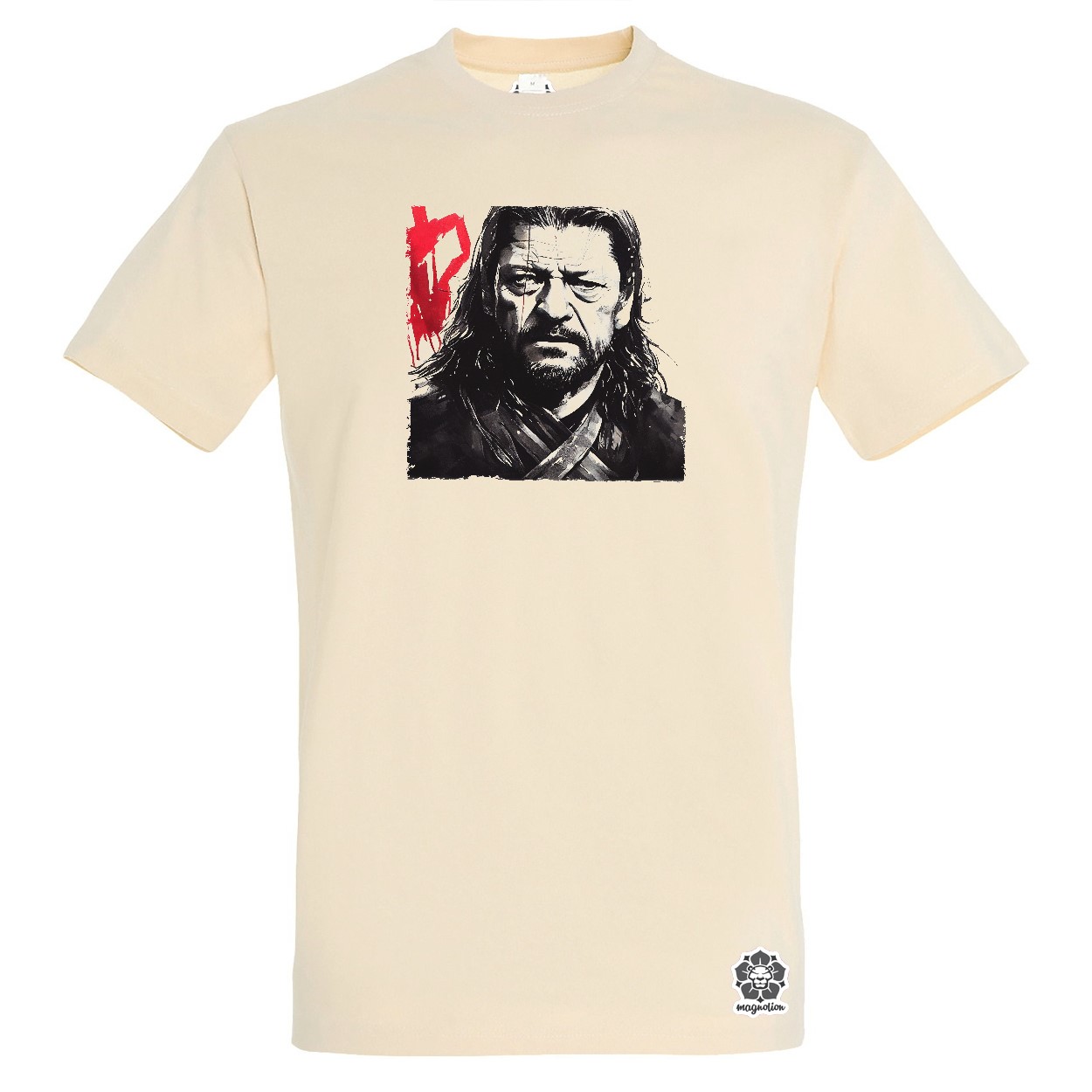 Fekete-piros Eddard Ned Stark rajz v2 egyedi póló 