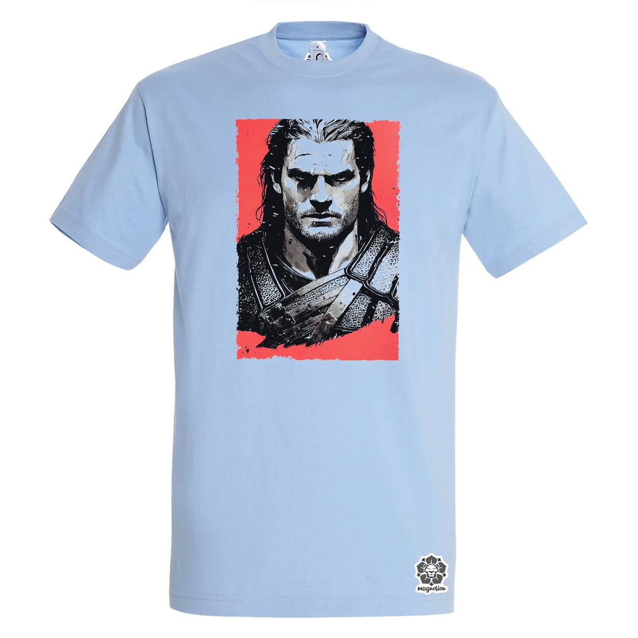 Fekete-piros Geralt rajz egyedi póló 