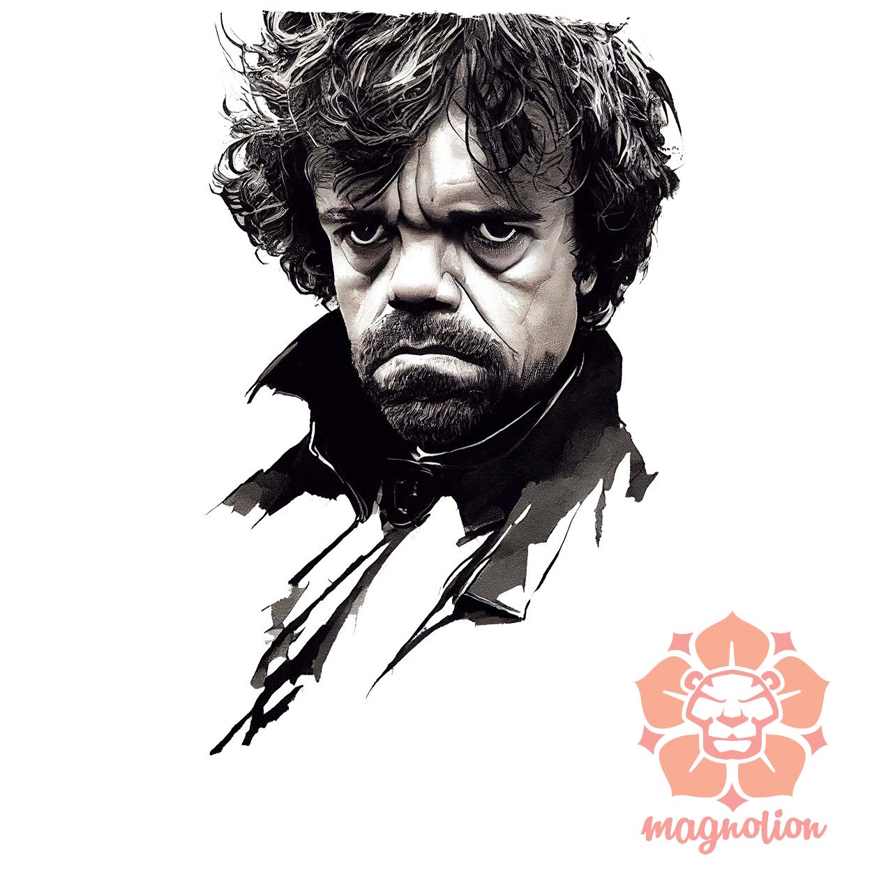 Fekete-piros Tyrion rajz v2 egyedi póló 