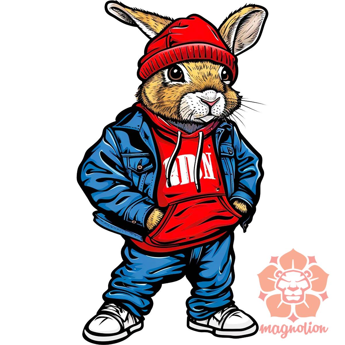 Hip Hop nyuszi v16 egyedi póló 