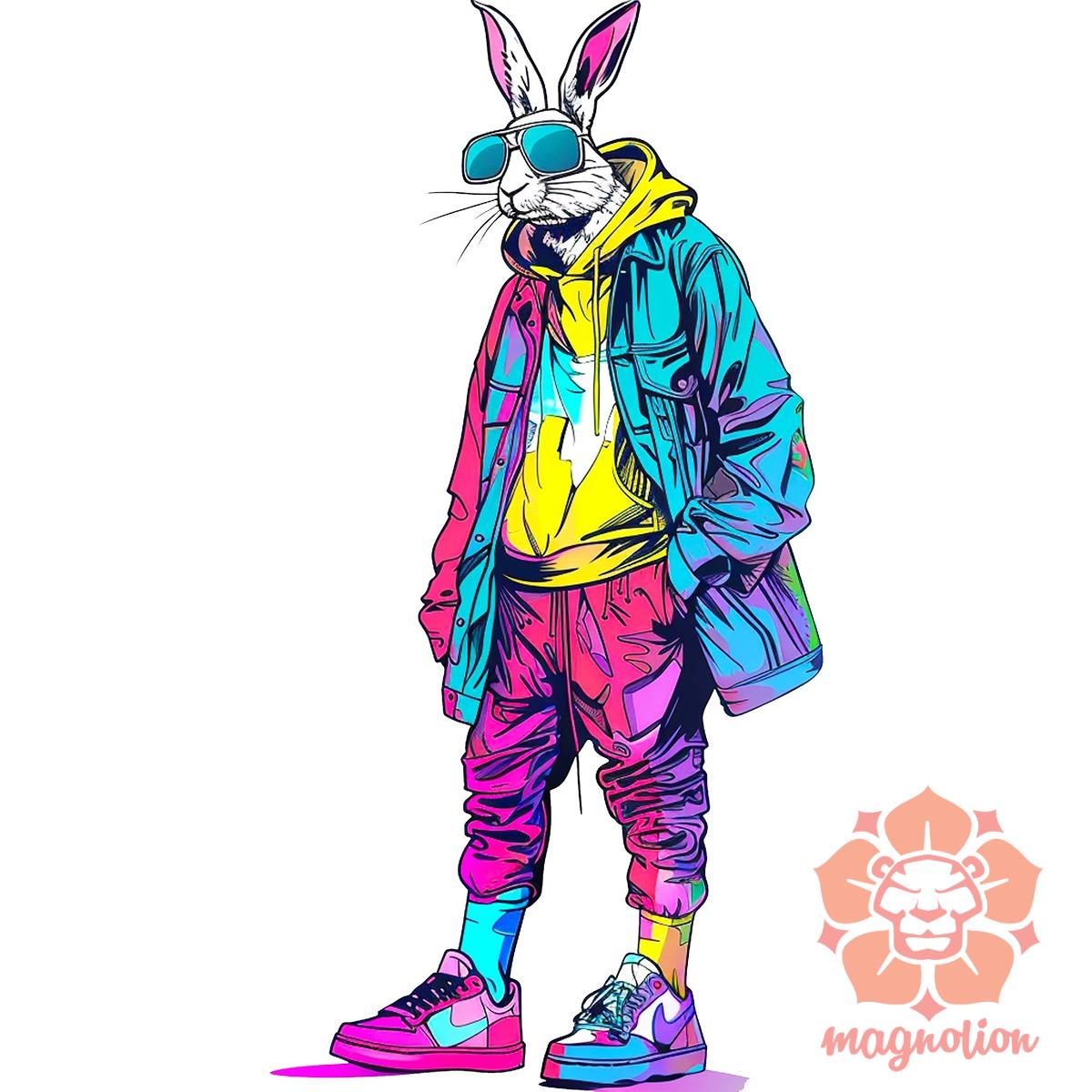 Hip Hop nyuszi v18 egyedi póló 