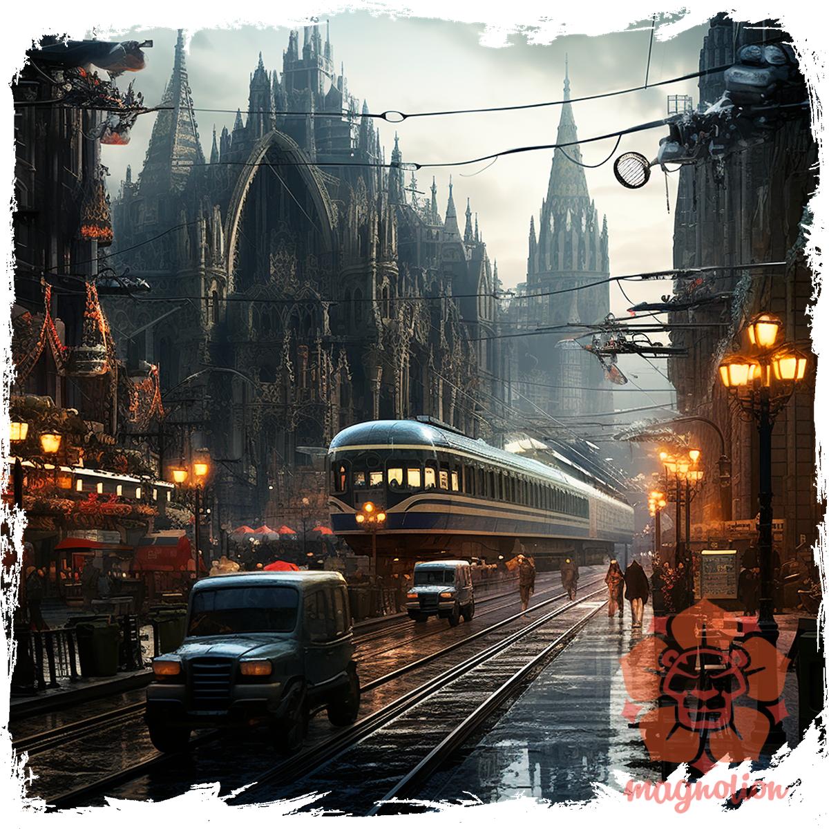Disztópikus cyberpunk Budapest v10 egyedi póló 
