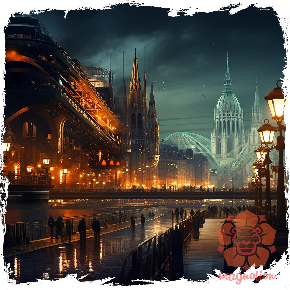Disztópikus cyberpunk Budapest v14 egyedi póló 