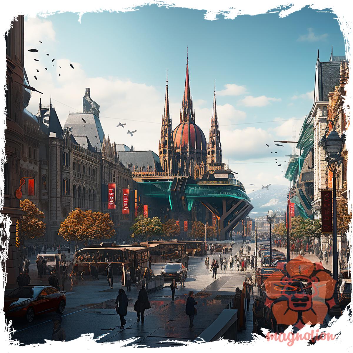 Disztópikus cyberpunk Budapest v2 egyedi póló 