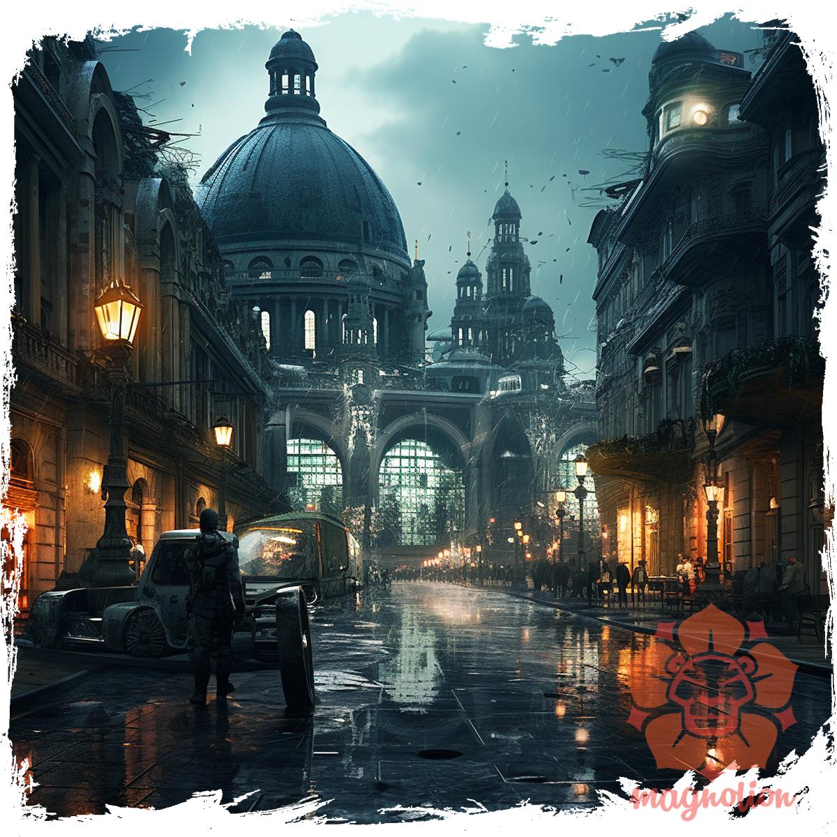 Disztópikus cyberpunk Budapest v8 egyedi póló 