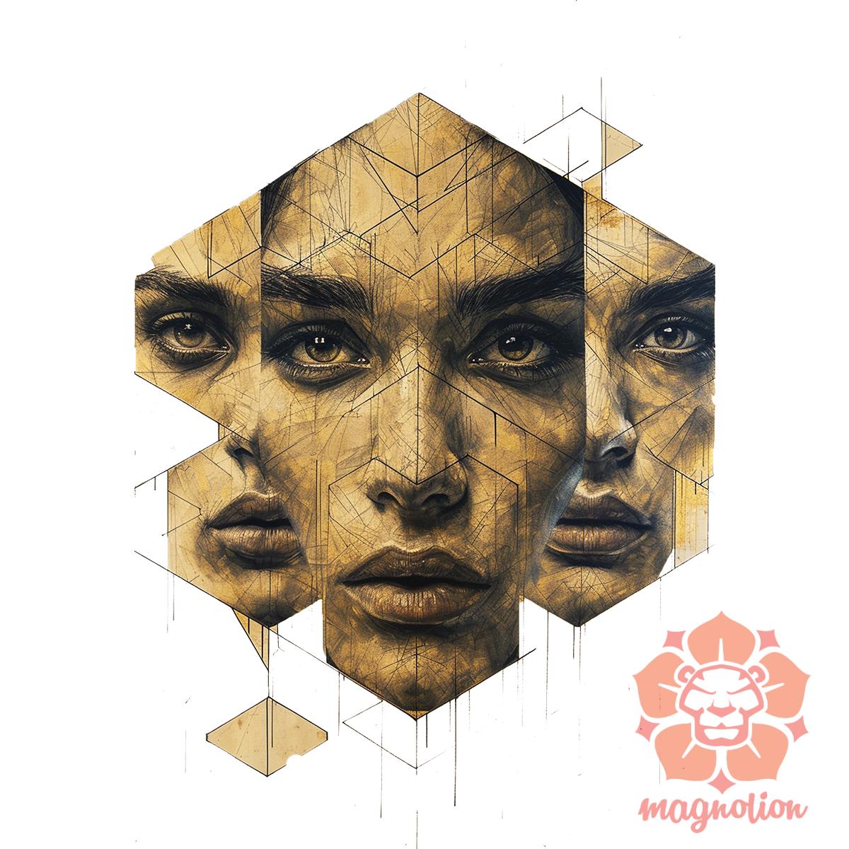 Hexagon arcok v1 egyedi póló 