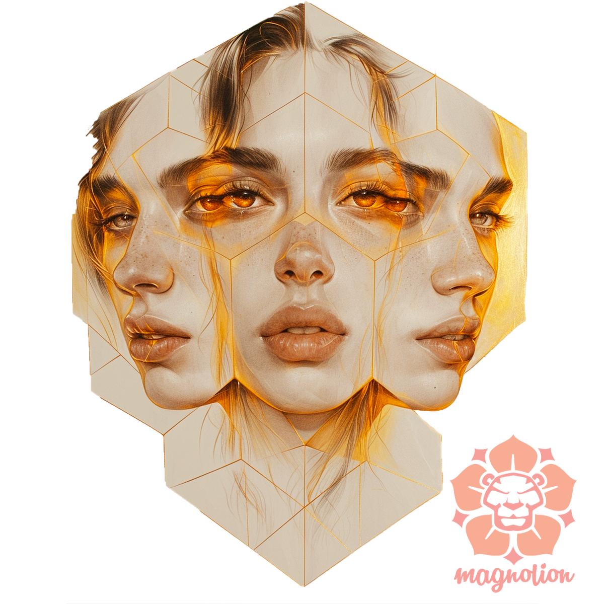 Hexagon arcok v2 egyedi póló 