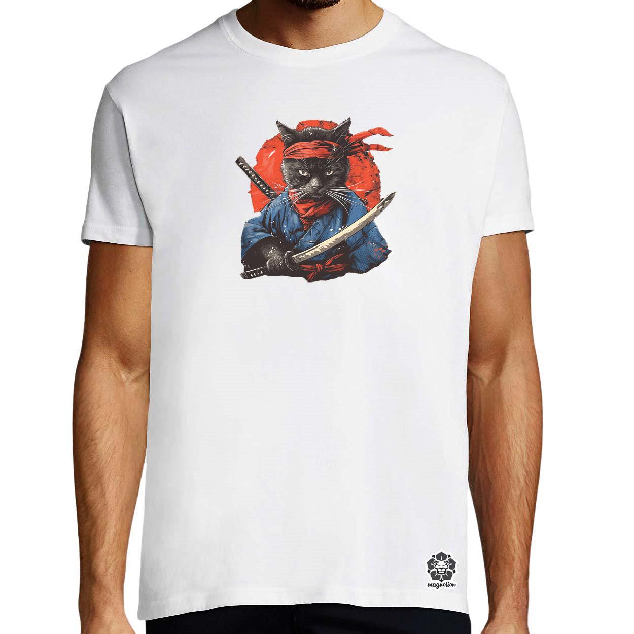 Ninja macska v3 egyedi póló 