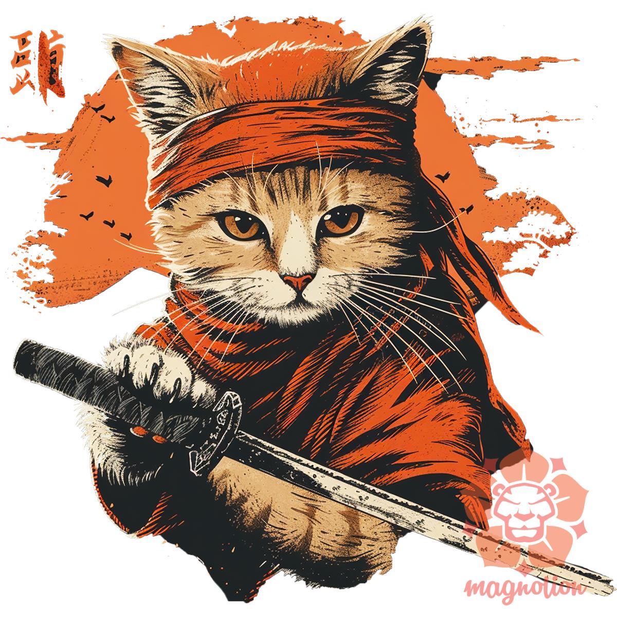 Ninja macska v4 egyedi póló 