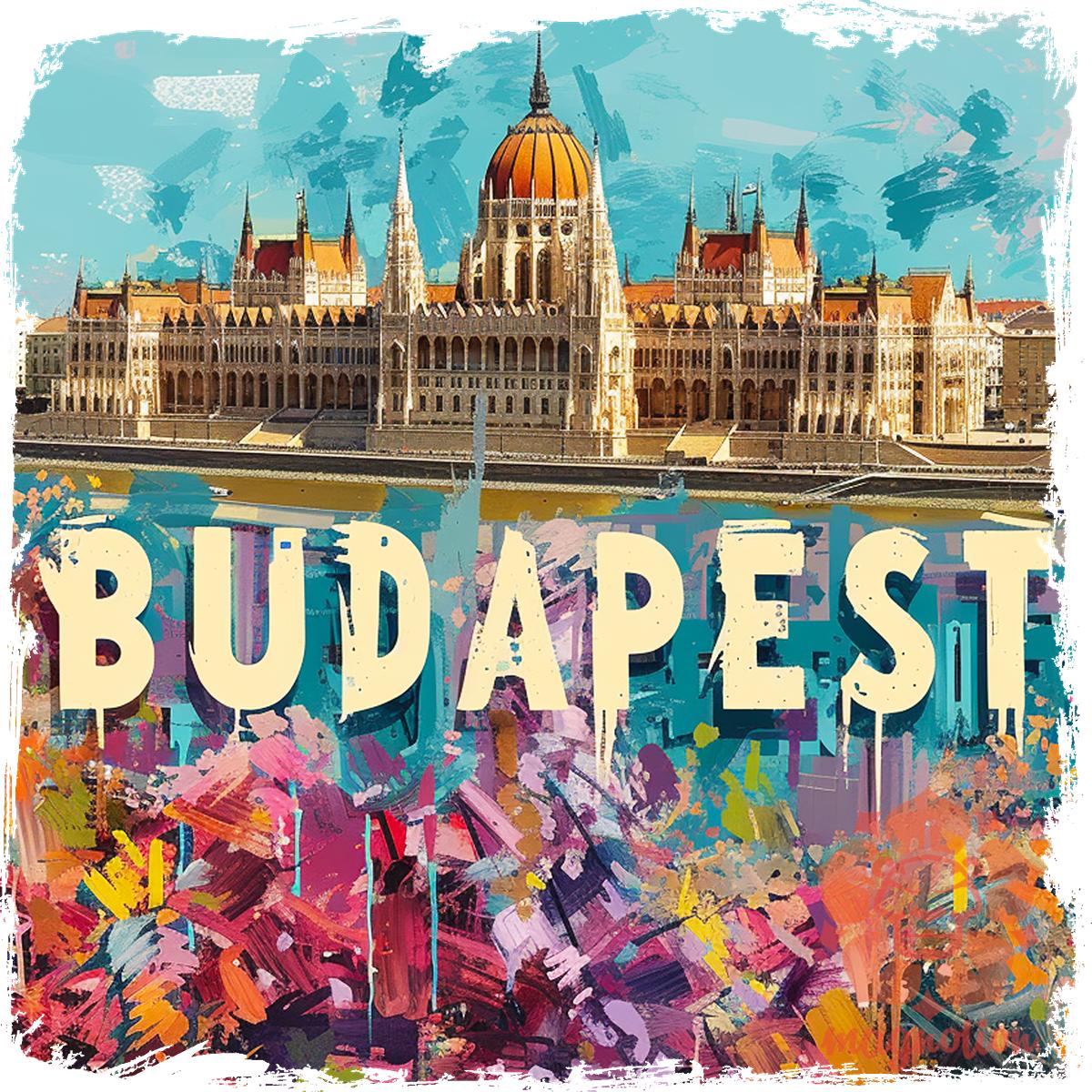 Budapest absztrakt v9 egyedi  pulóver 