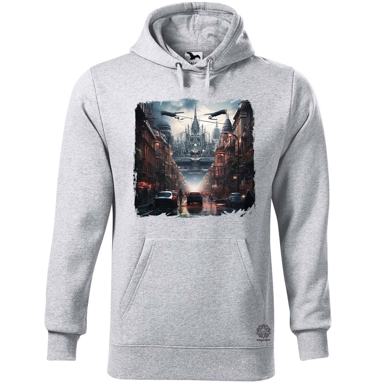 Disztópikus cyberpunk Budapest v1 egyedi  pulóver 