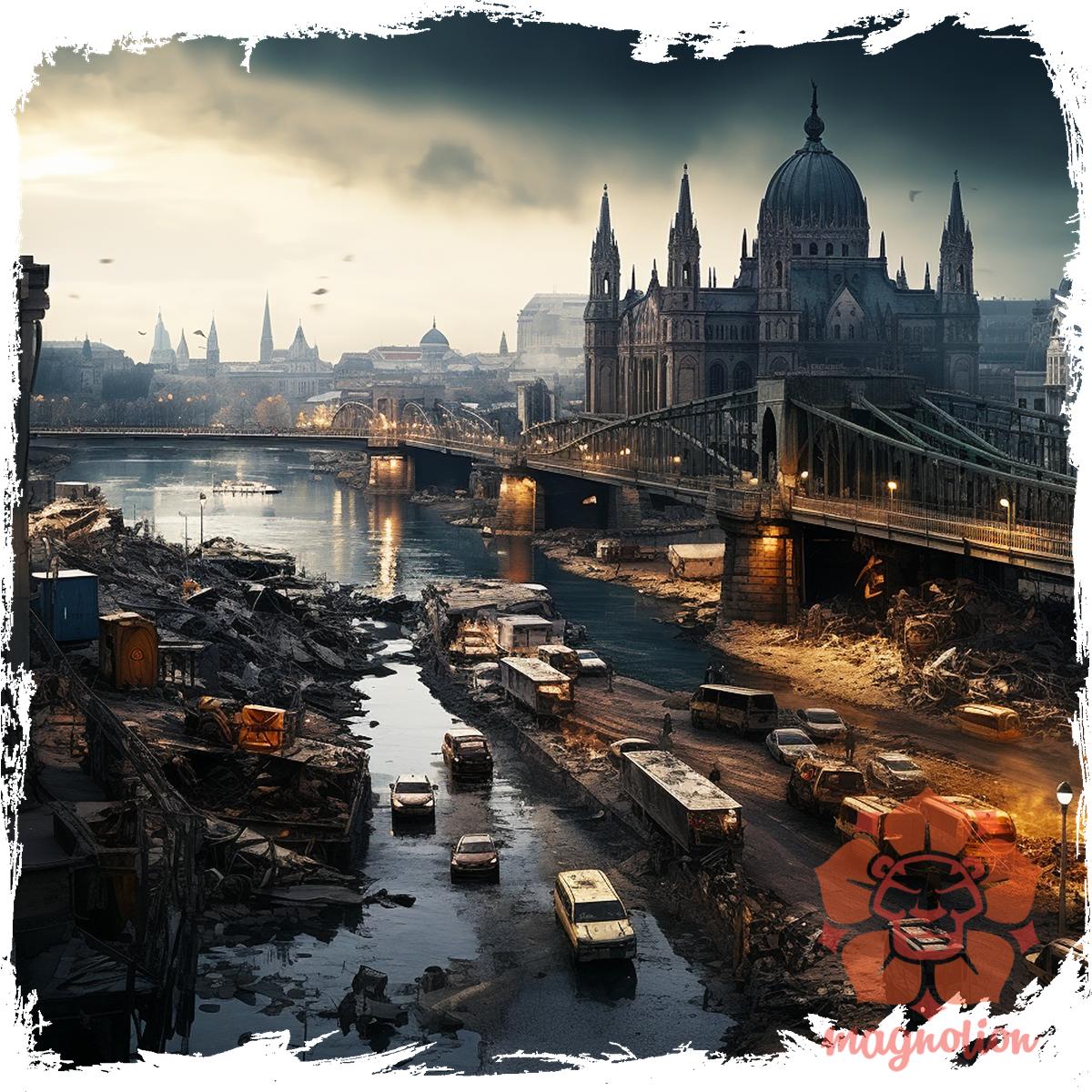 Disztópikus cyberpunk Budapest v4 egyedi  pulóver 