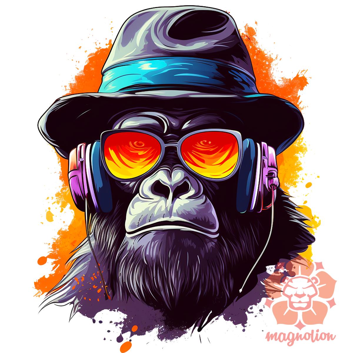 Gorilla zenét hallgat v10 egyedi póló 