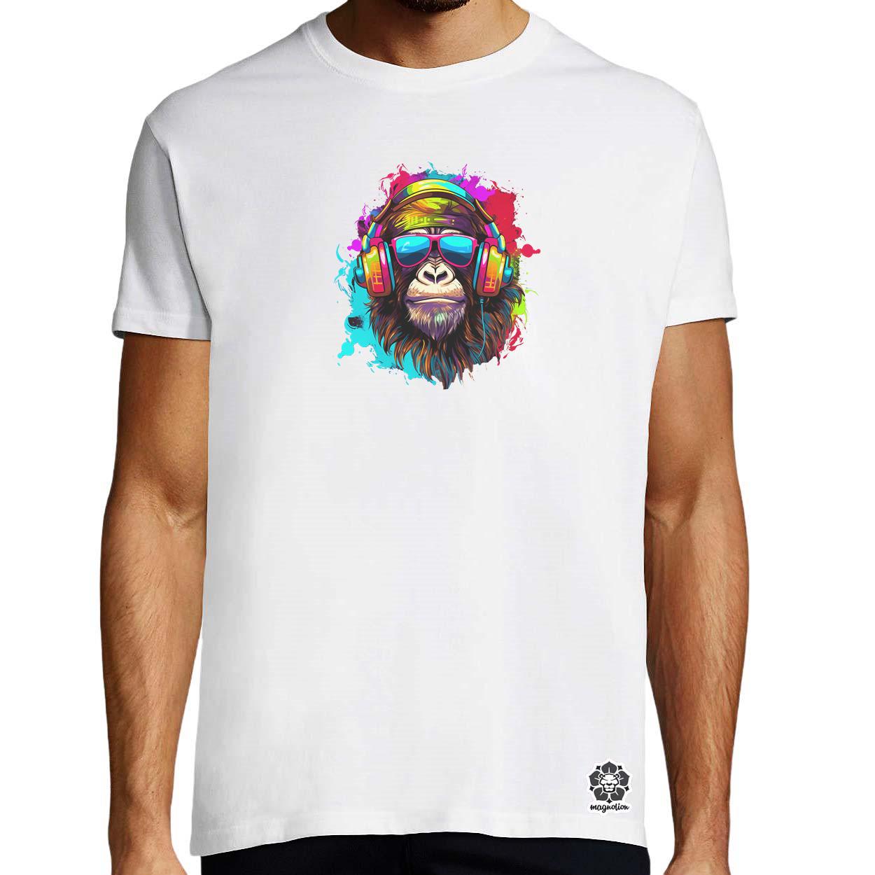 Gorilla zenét hallgat v4 egyedi póló 