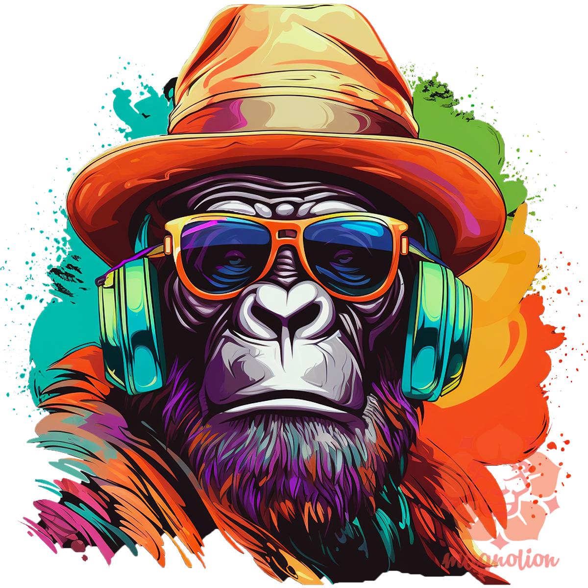 Gorilla zenét hallgat v6 egyedi póló 