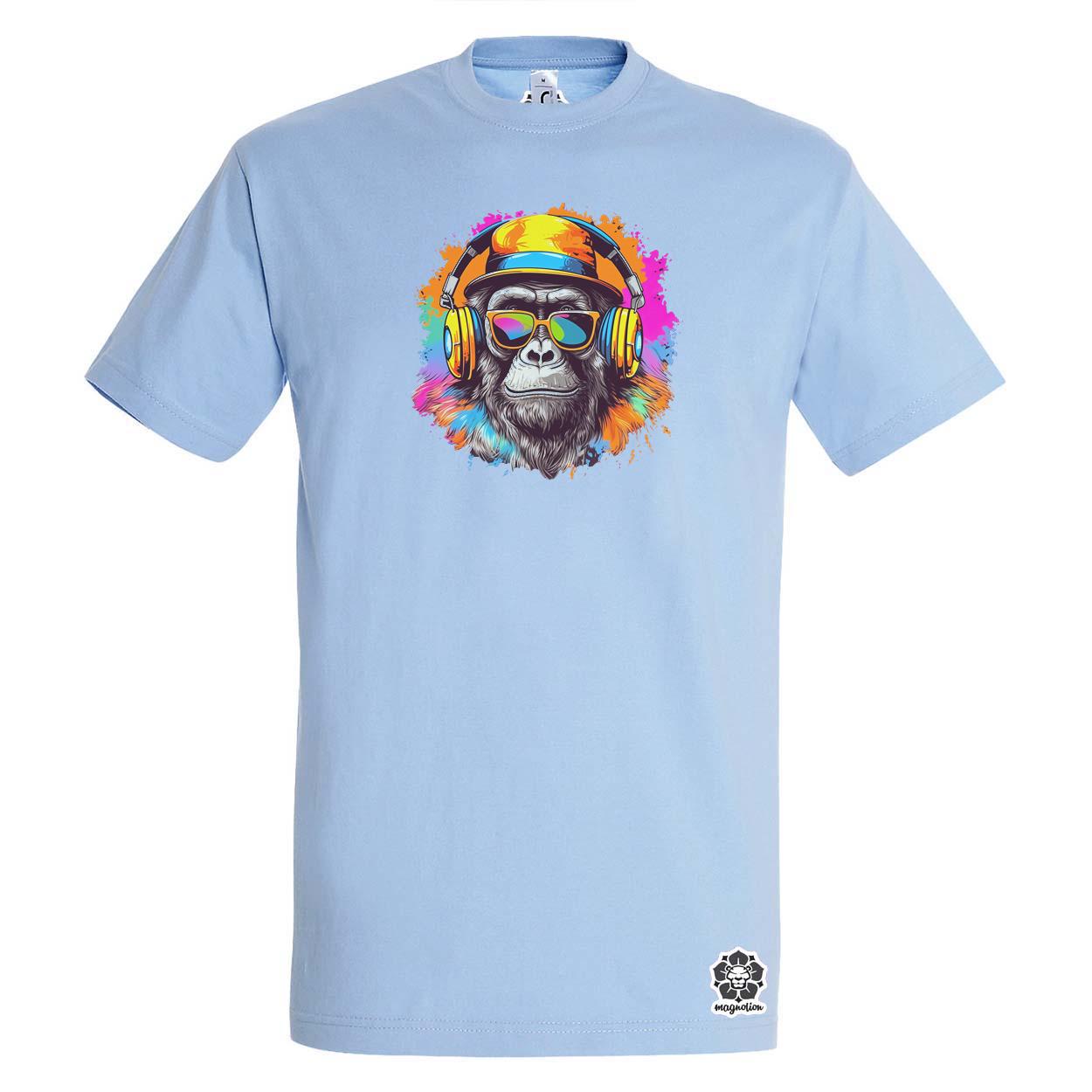 Gorilla zenét hallgat v9 egyedi póló 