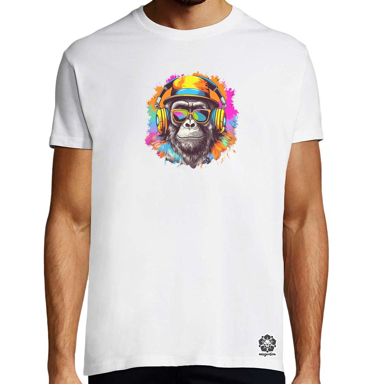Gorilla zenét hallgat v9 egyedi póló 