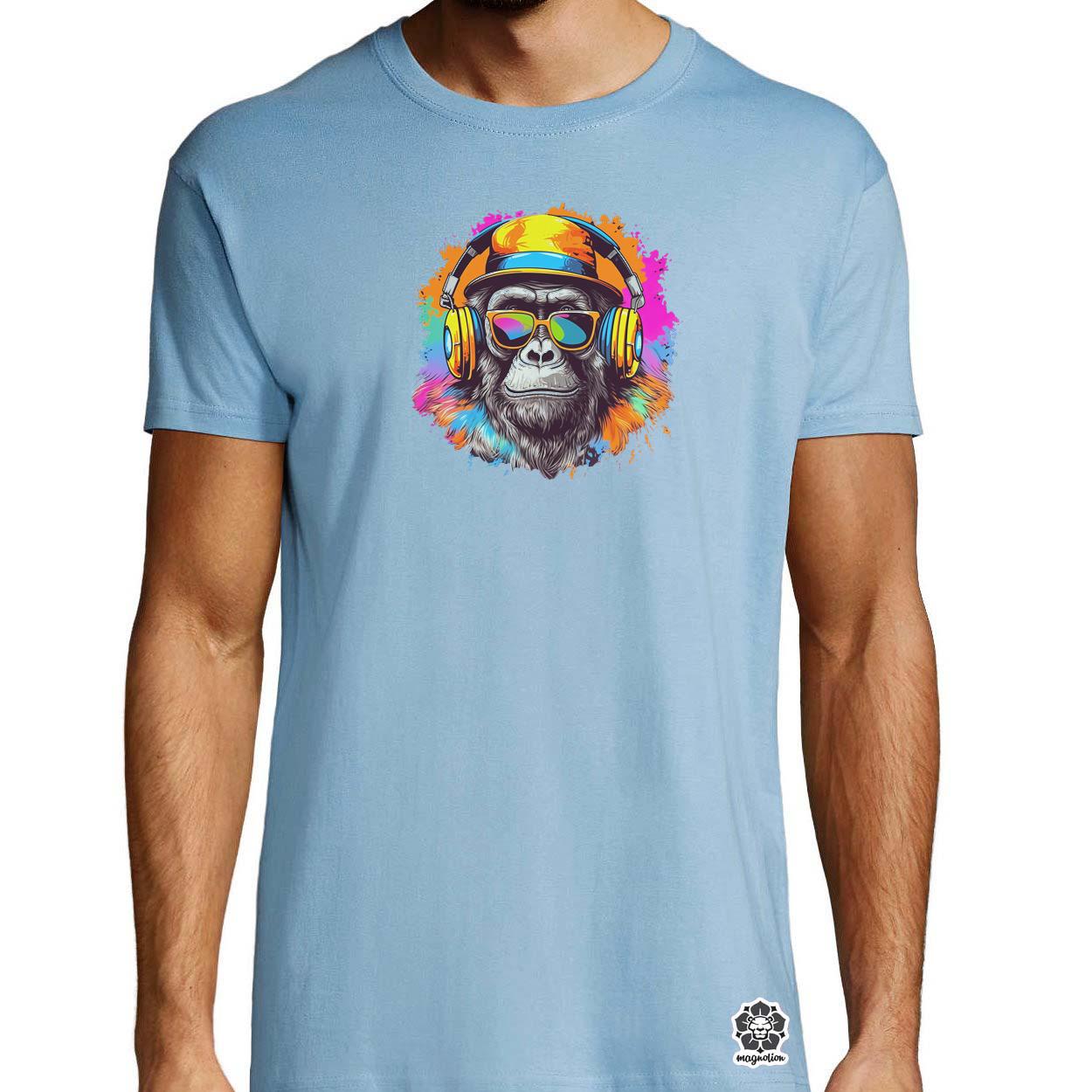 Gorilla zenét hallgat v9 egyedi póló 