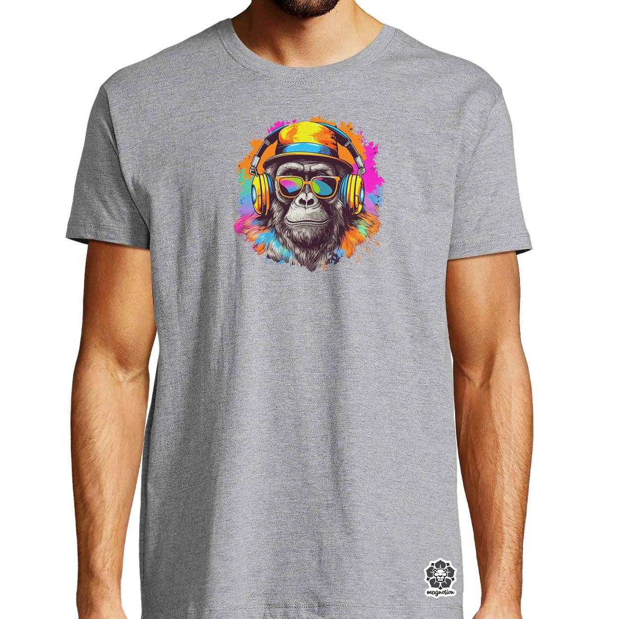 Gorilla zenét hallgat v9 egyedi póló 