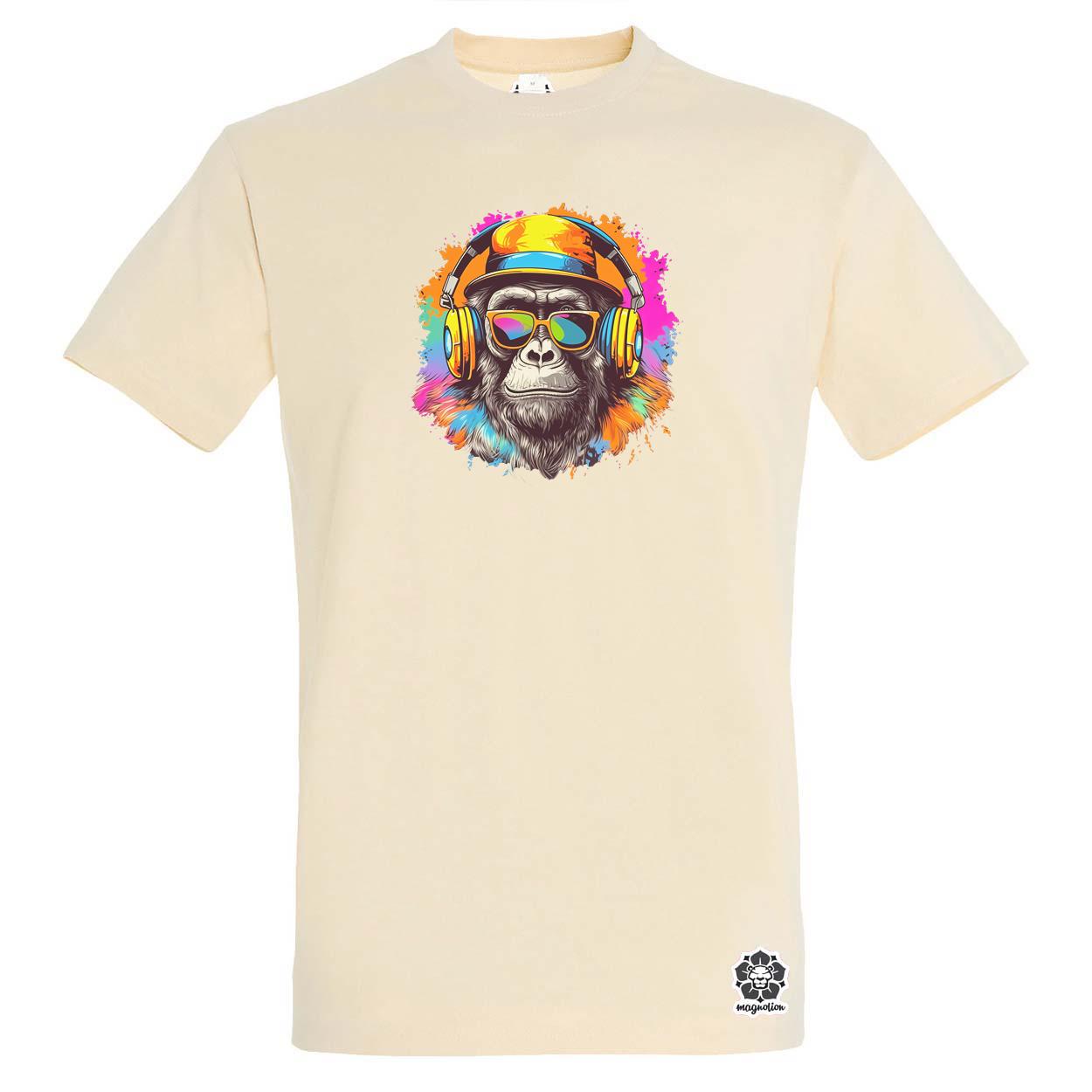 Gorilla zenét hallgat v9 egyedi póló 