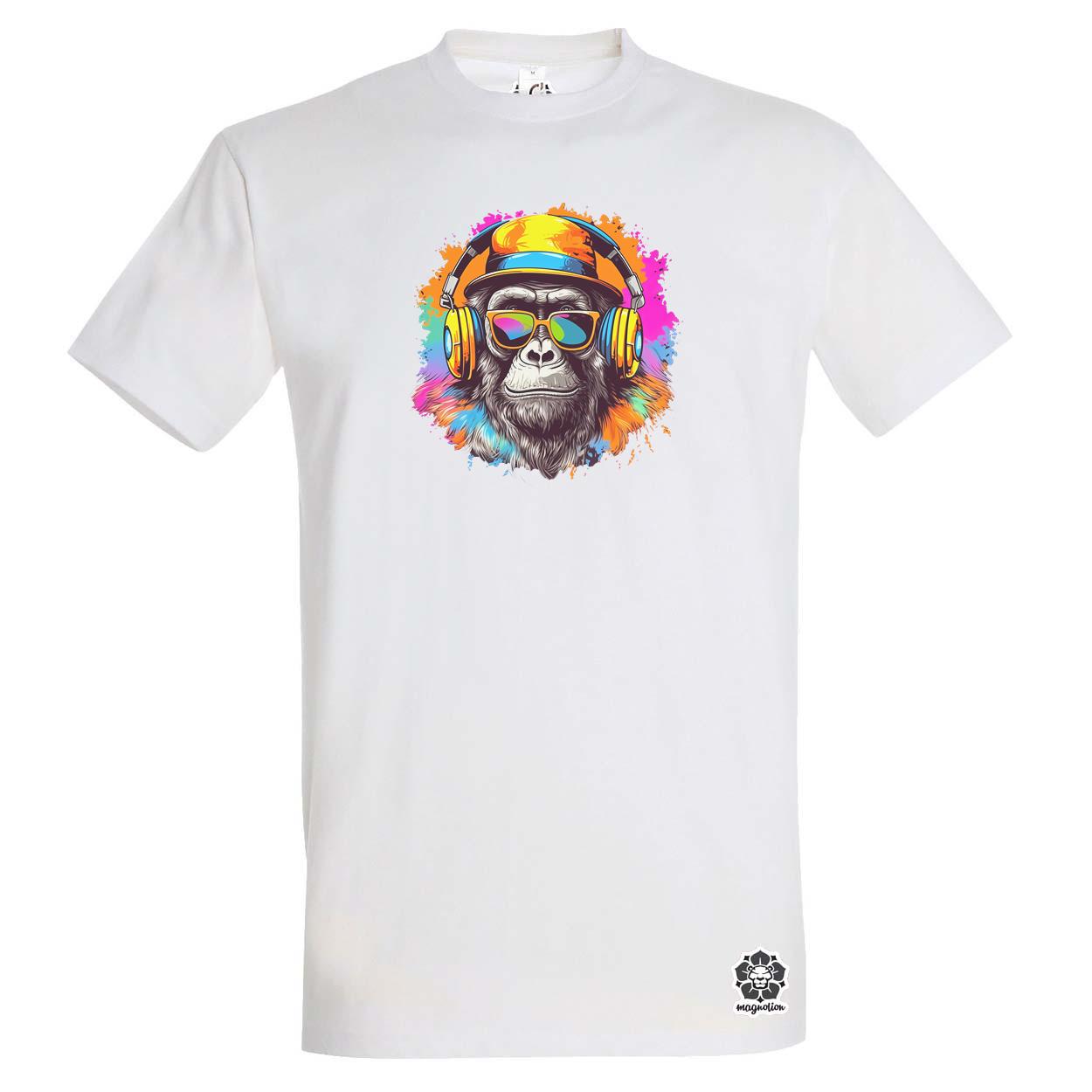 Gorilla zenét hallgat v9 egyedi póló 