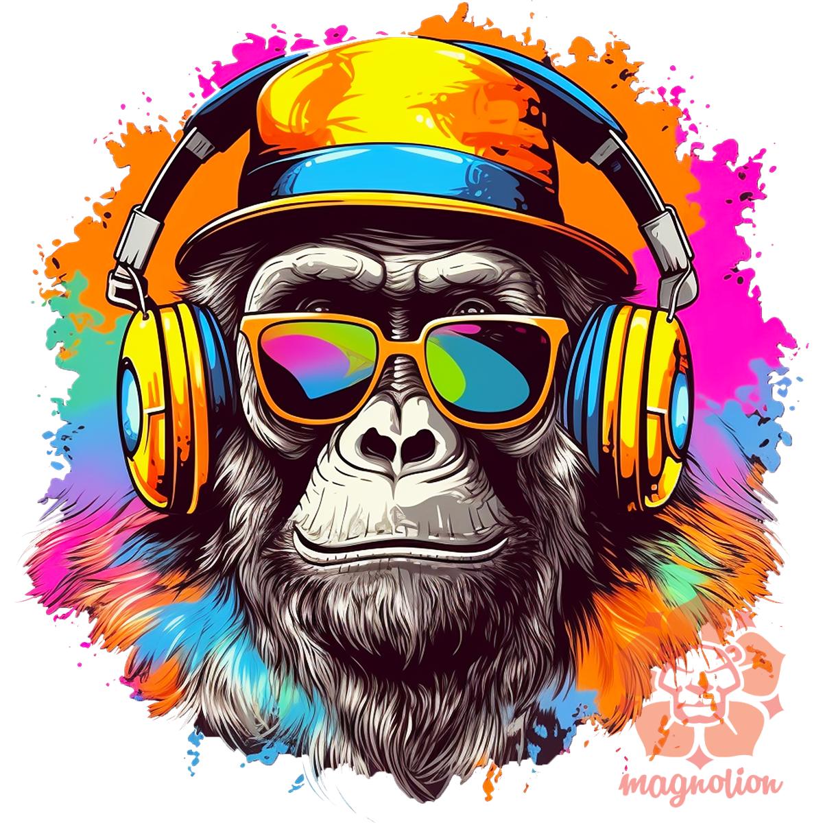 Gorilla zenét hallgat v9 egyedi póló 