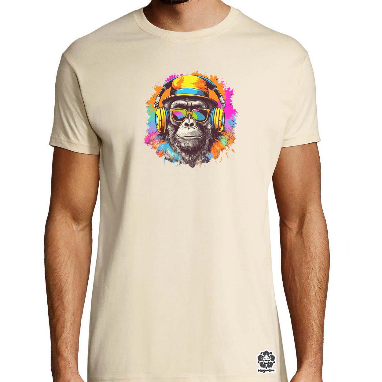 Gorilla zenét hallgat v9 egyedi póló 