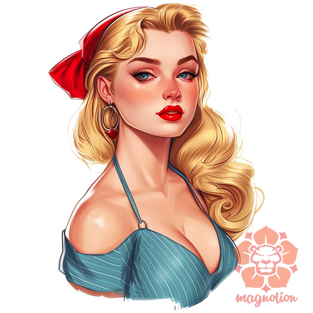 Pin-up girl portré v10 egyedi póló 