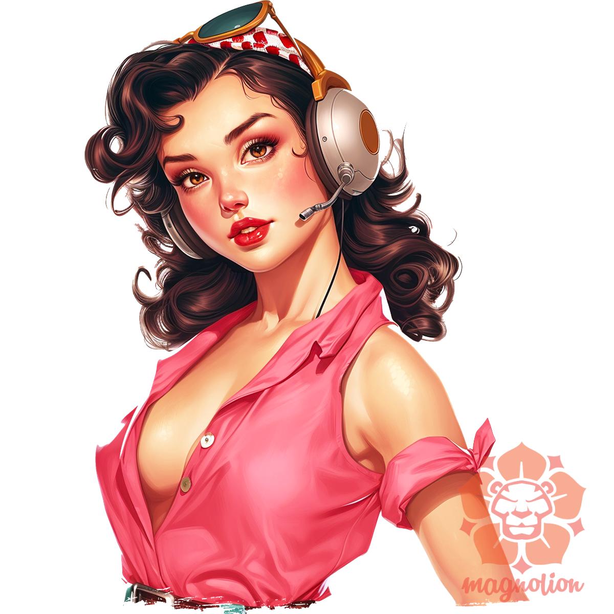 Pin-up girl portré v15 egyedi póló 
