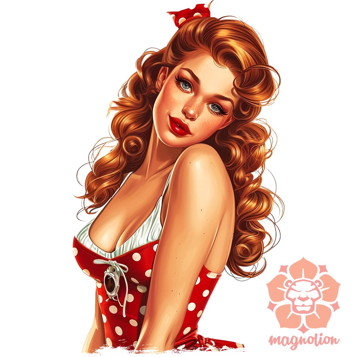 Pin-up girl portré v3 egyedi póló 