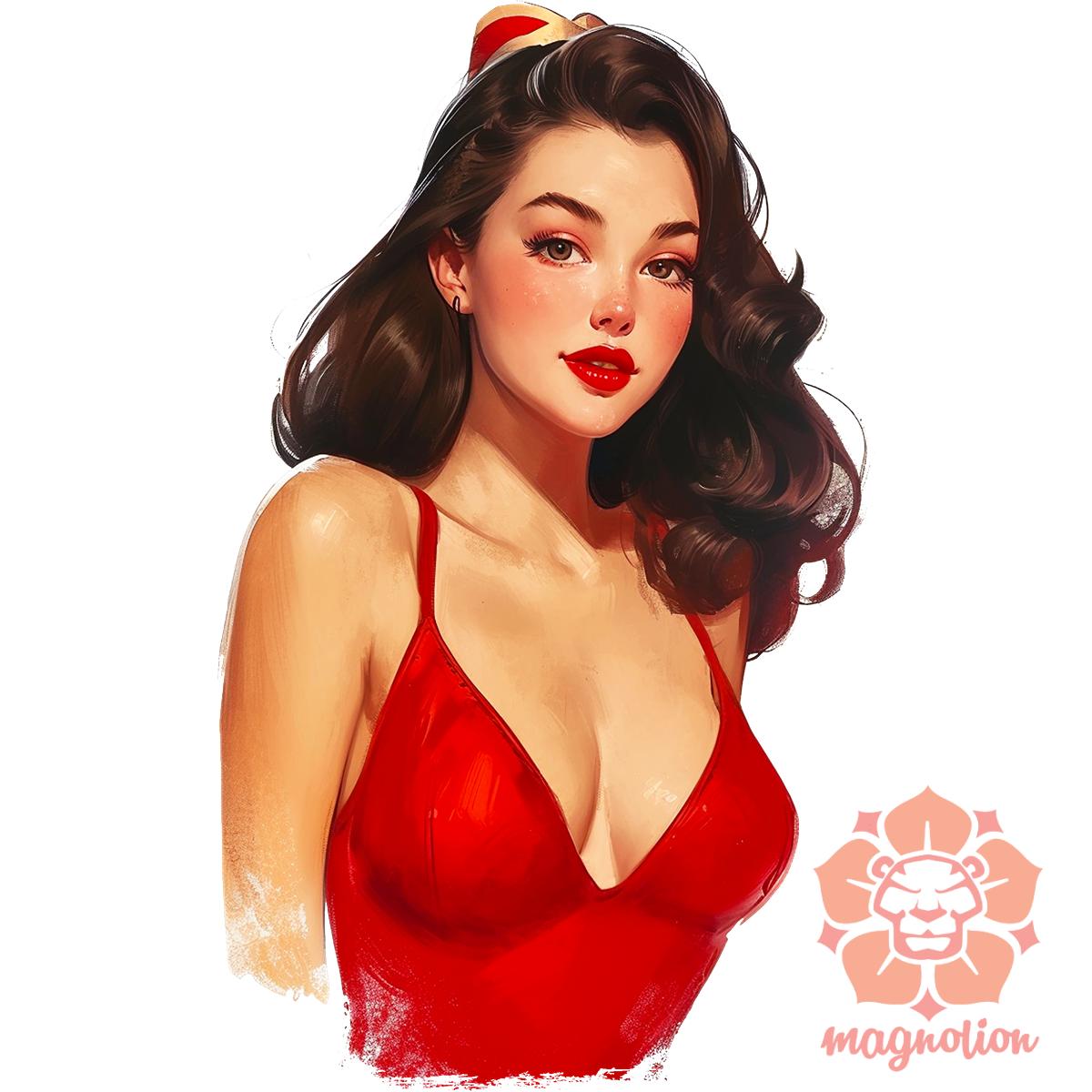 Pin-up girl portré v4 egyedi póló 