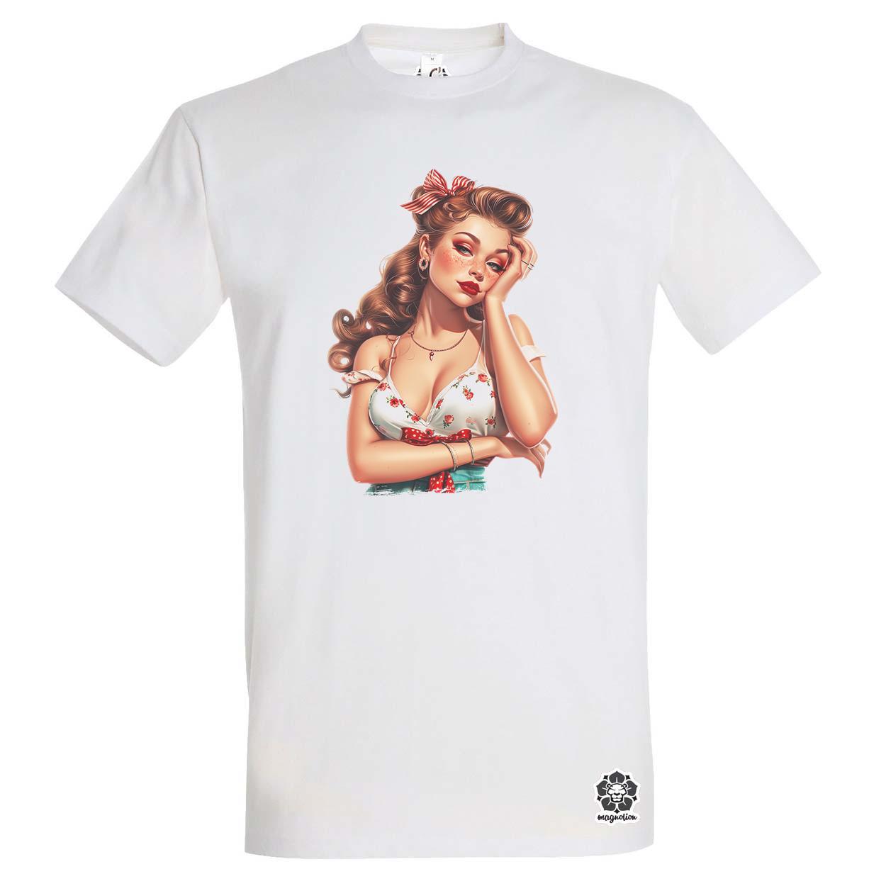 Pin-up girl portré v5 egyedi póló 