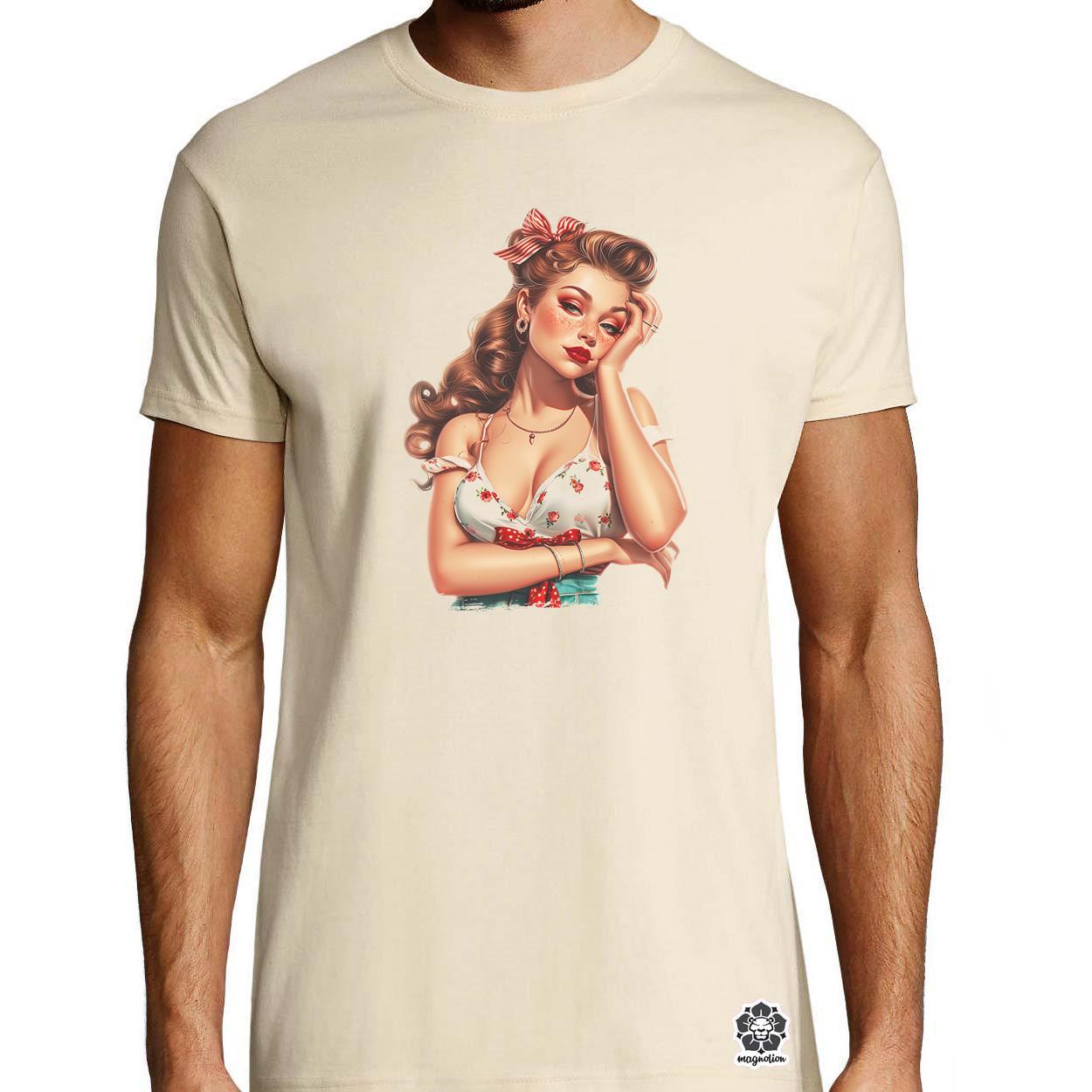 Pin-up girl portré v5 egyedi póló 