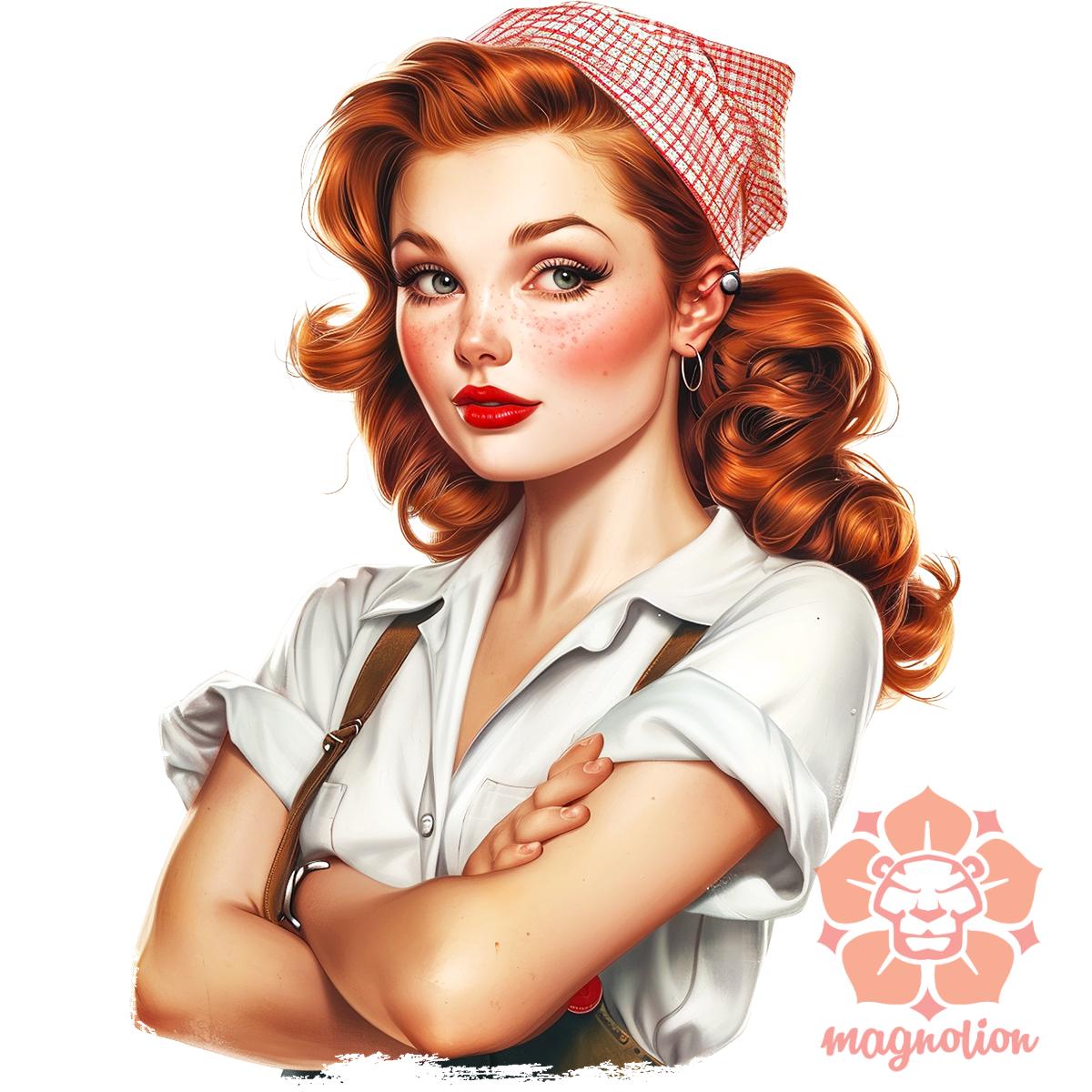 Pin-up girl portré v6 egyedi póló 