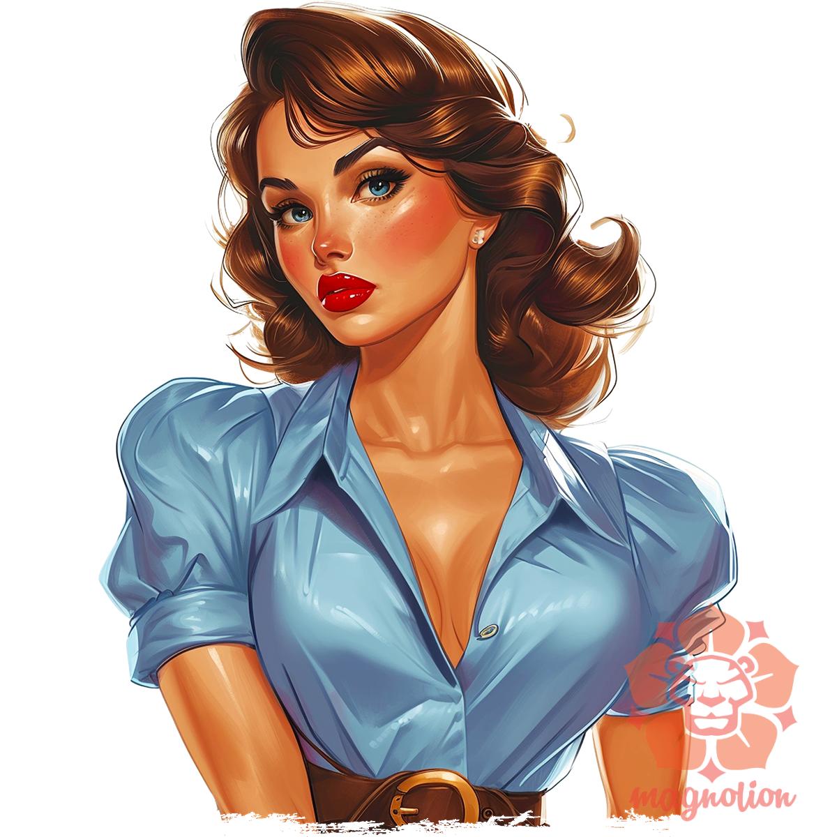 Pin-up girl portré v8 egyedi póló 