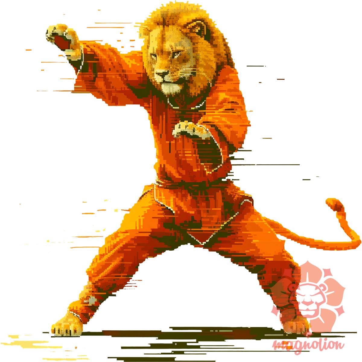 Pixelart kung fu oroszlán v1 egyedi póló 