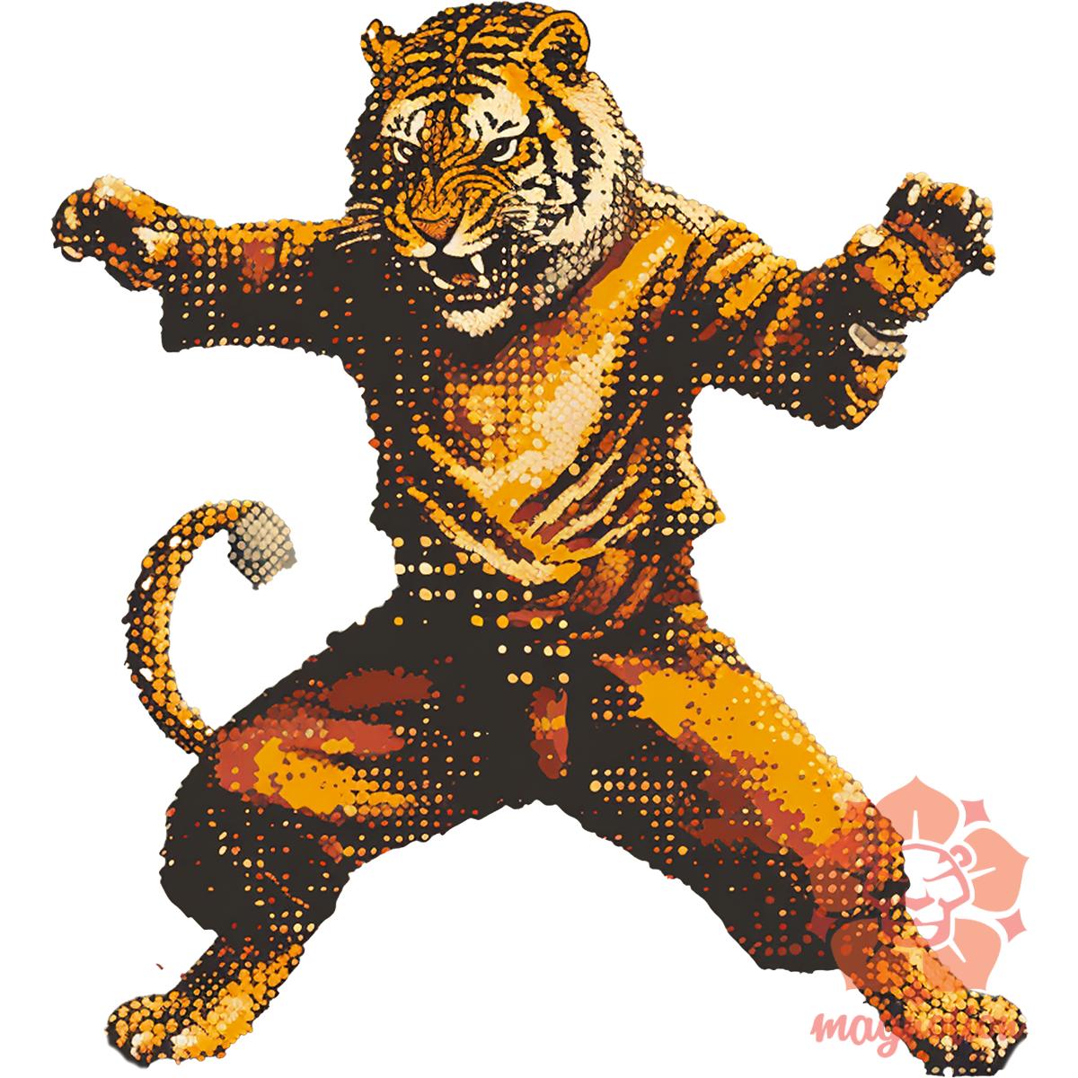 Pixelart kung fu tigris v1 egyedi póló 