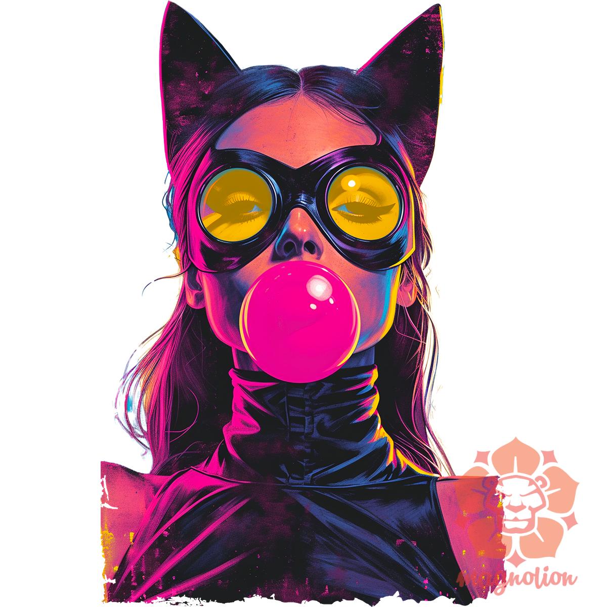 Popart macskanő v9 egyedi póló 