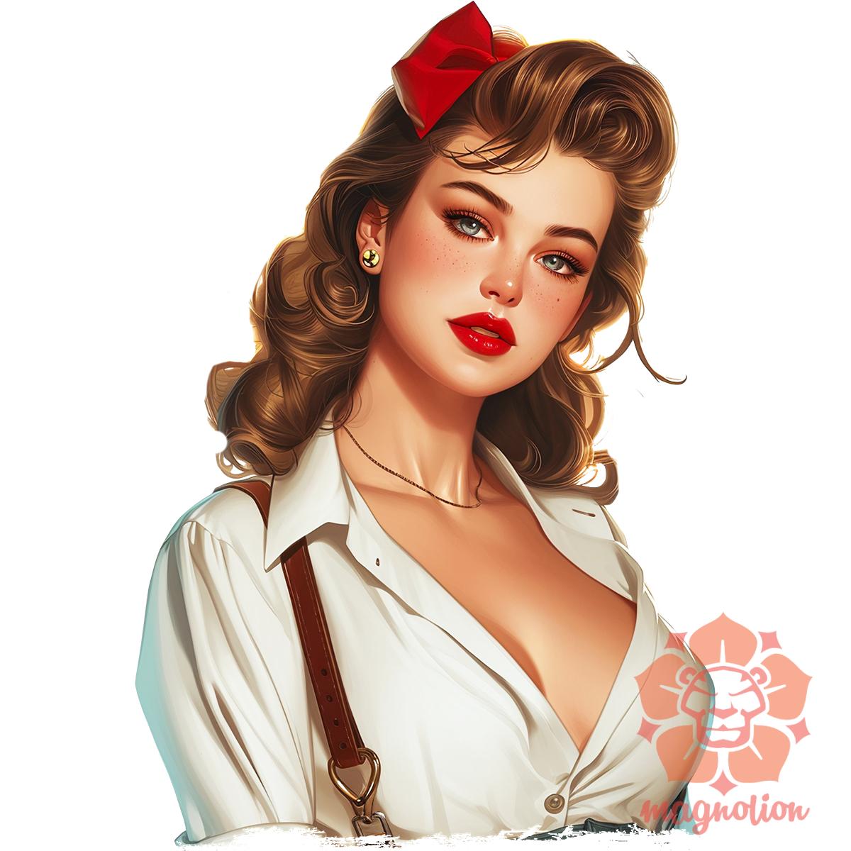 Pin-up girl portré v14 egyedi  pulóver 