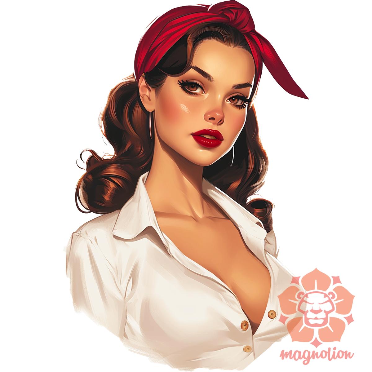 Pin-up girl portré v9 egyedi  pulóver 