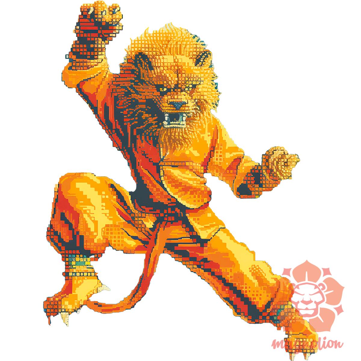 Pixelart kung fu oroszlán v3 egyedi  pulóver 