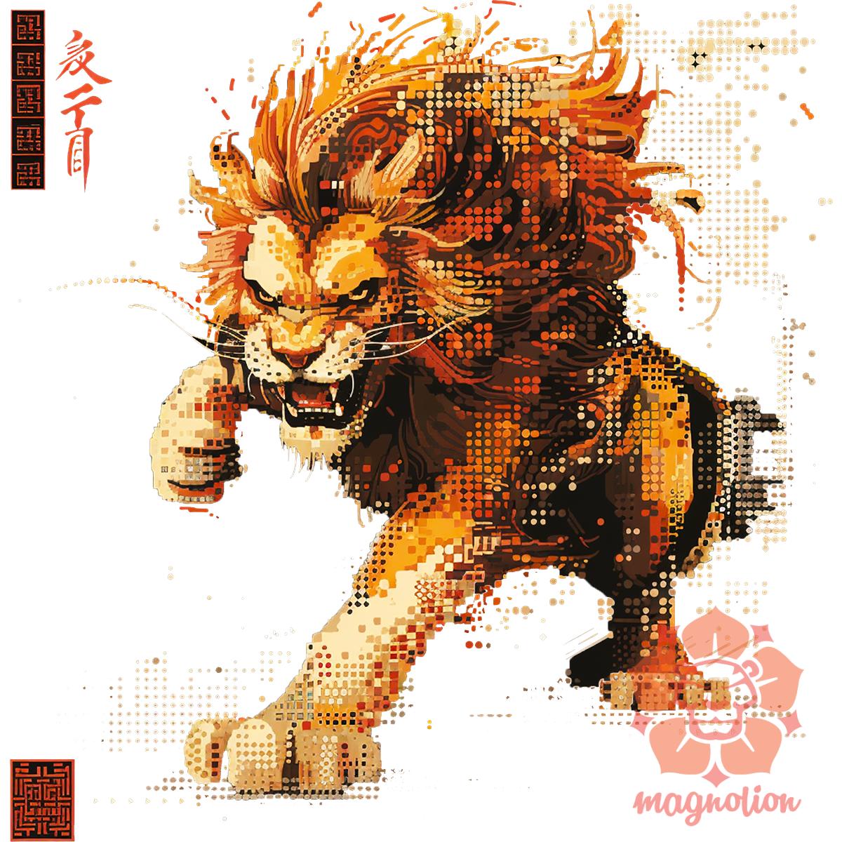 Pixelart kung fu oroszlán v4 egyedi  pulóver 