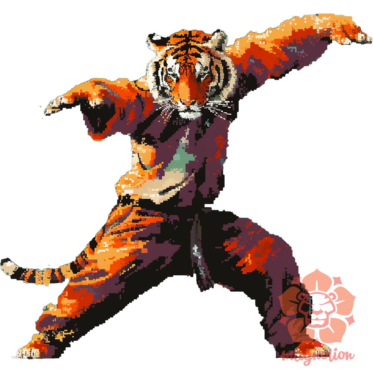 Pixelart kung fu tigris v3 egyedi  pulóver 