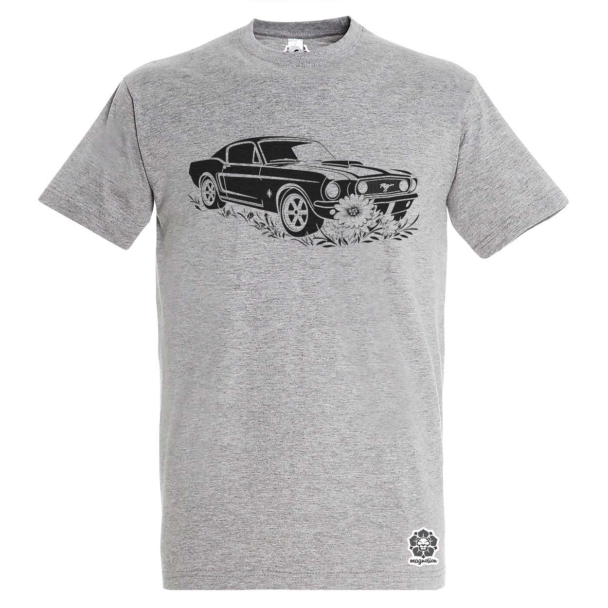 Mustang és virágok rajz v1 egyedi póló 
