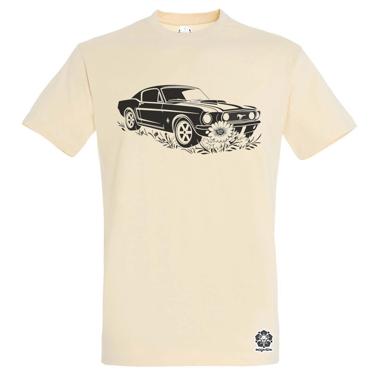 Mustang és virágok rajz v1 egyedi póló 