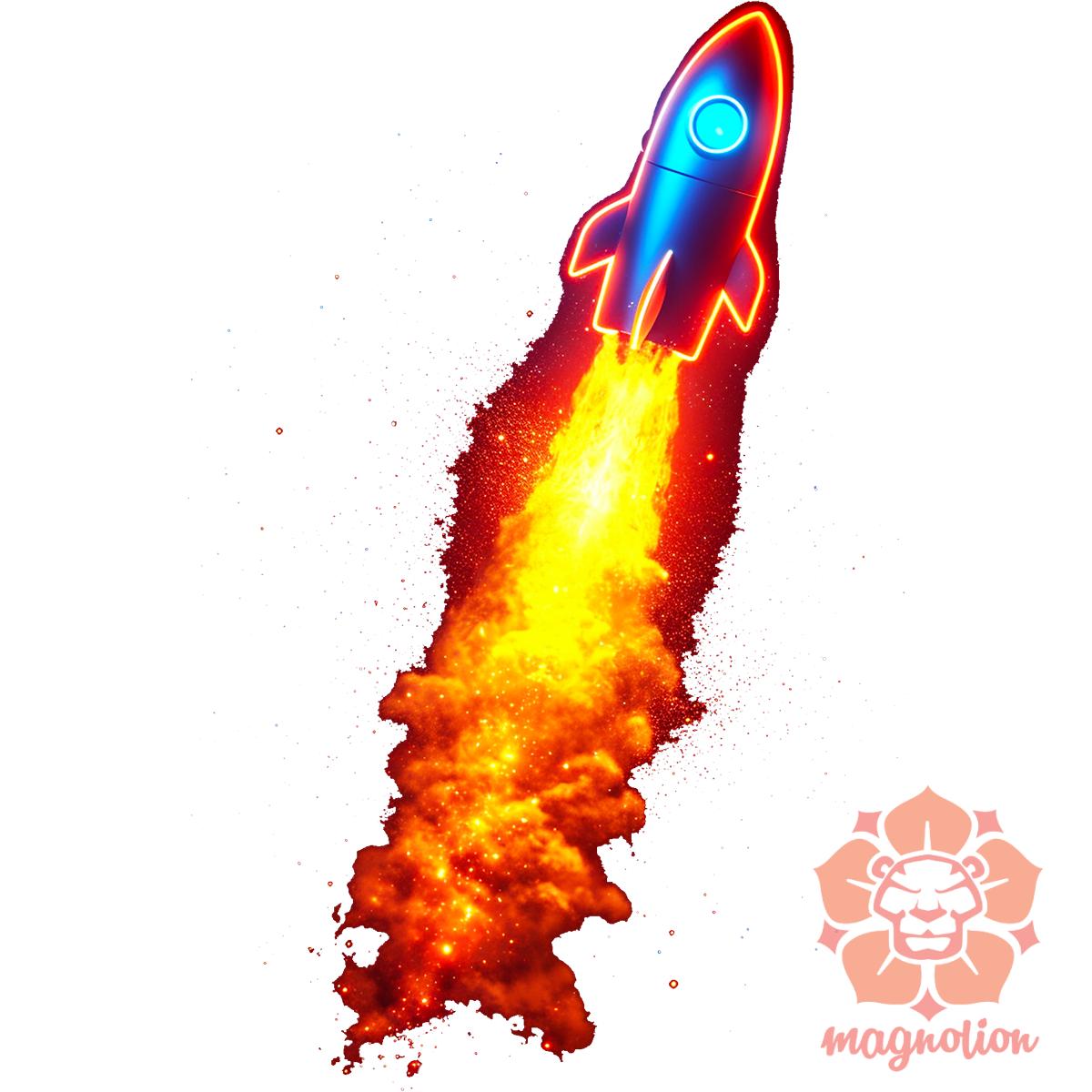 neon rakéta kilövés v15 egyedi póló 