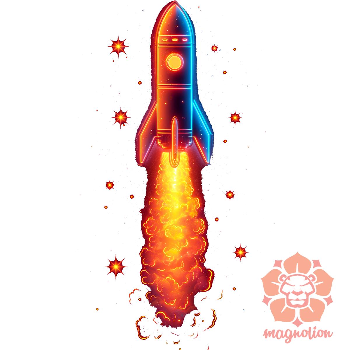 neon rakéta kilövés v4 egyedi póló 